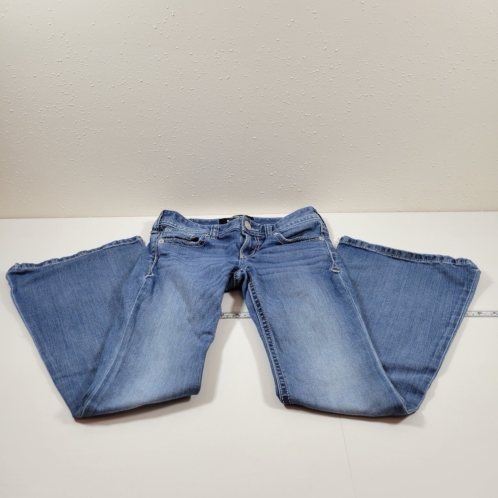 Express Women's Jeans Bell Flare Low Rise Stretch Size 26x28 Blue